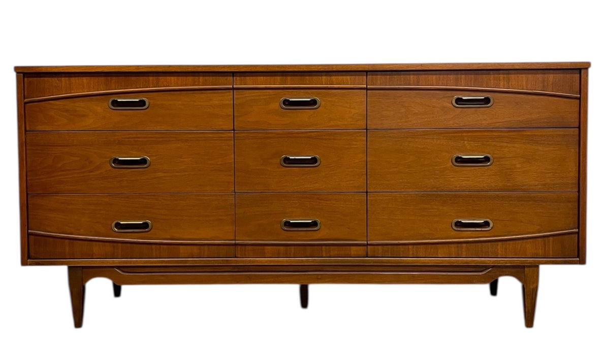 Mid-Century Modern Matching Dresser Set by Hooker Furniture - 9-Drawer Low Dresser & 5-Drawer Highboy