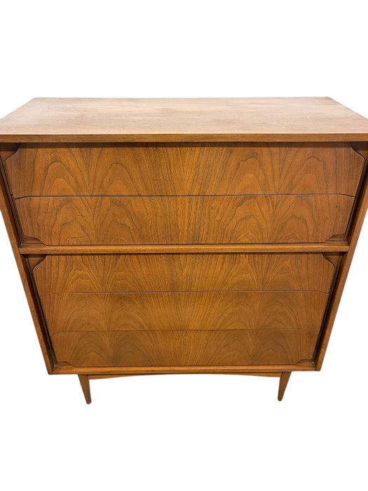 Mid-Century Modern Highboy Dresser with Sculpted Drawer Fronts