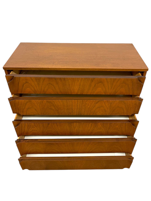 Mid-Century Modern Highboy Dresser with Sculpted Drawer Fronts