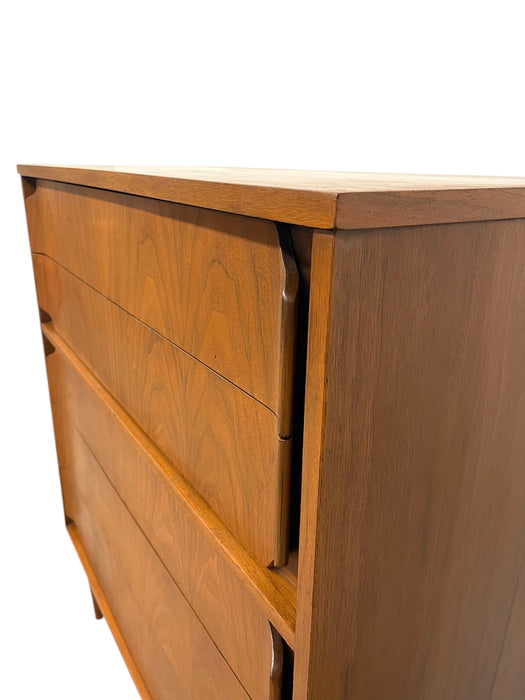 Mid-Century Modern Highboy Dresser with Sculpted Drawer Fronts