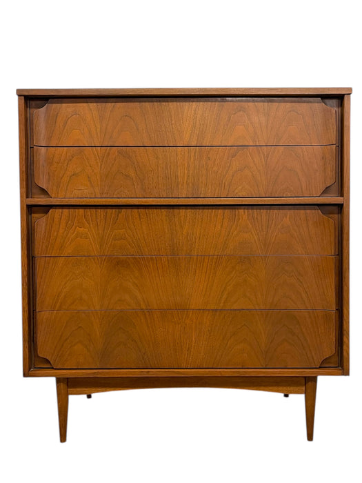 Mid-Century Modern Highboy Dresser with Sculpted Drawer Fronts