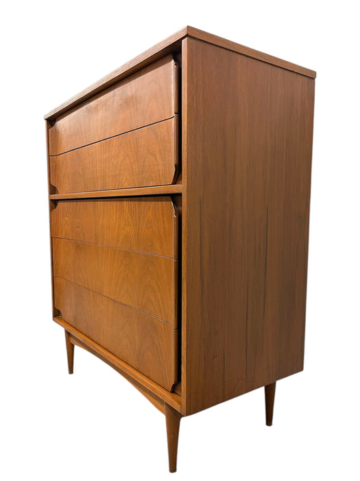 Mid-Century Modern Highboy Dresser with Sculpted Drawer Fronts