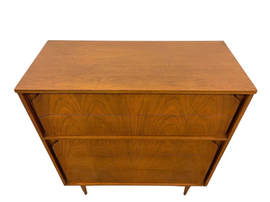 Mid-Century Modern Highboy Dresser with Sculpted Drawer Fronts