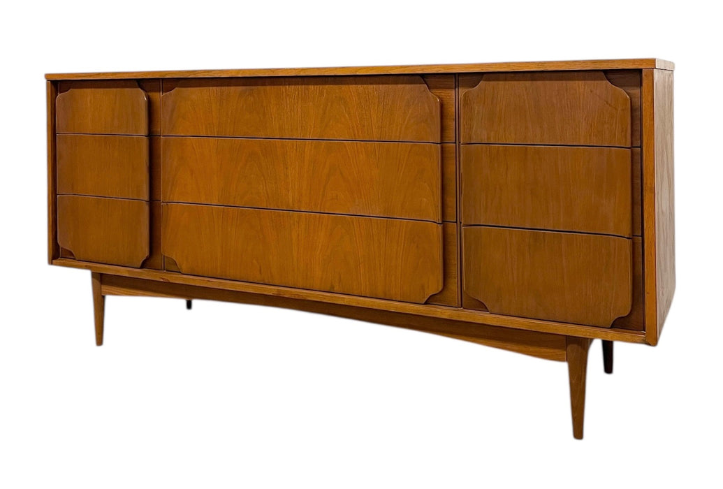 Mid-Century Modern 9-Drawer Dresser with Sculpted DrawerFronts