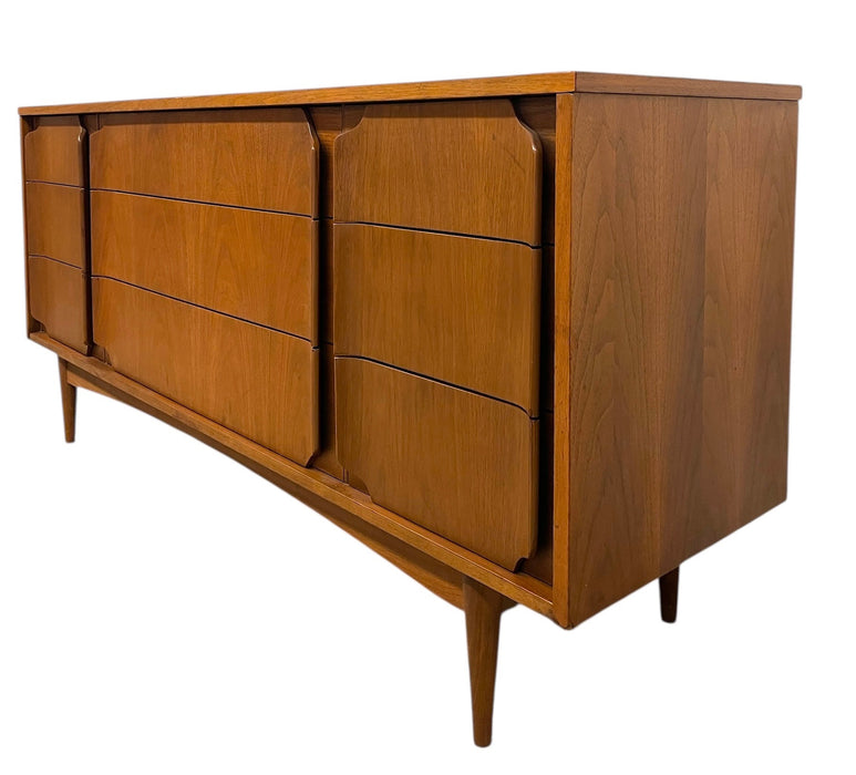 Mid-Century Modern 9-Drawer Dresser with Sculpted DrawerFronts