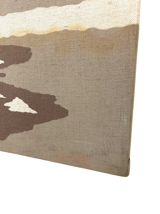 Mid-Century Modern Japanese Landscape Textile Wall Art on Stretched Canvas