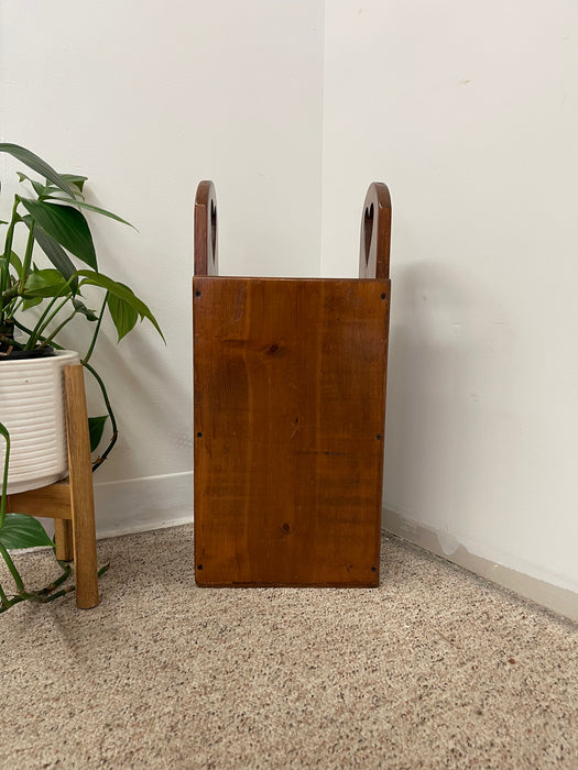 Vintage Handcrafted Wooden Umbrella Stand with Heart Cutout Handles