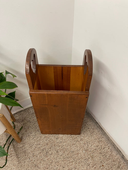 Vintage Handcrafted Wooden Umbrella Stand with Heart Cutout Handles