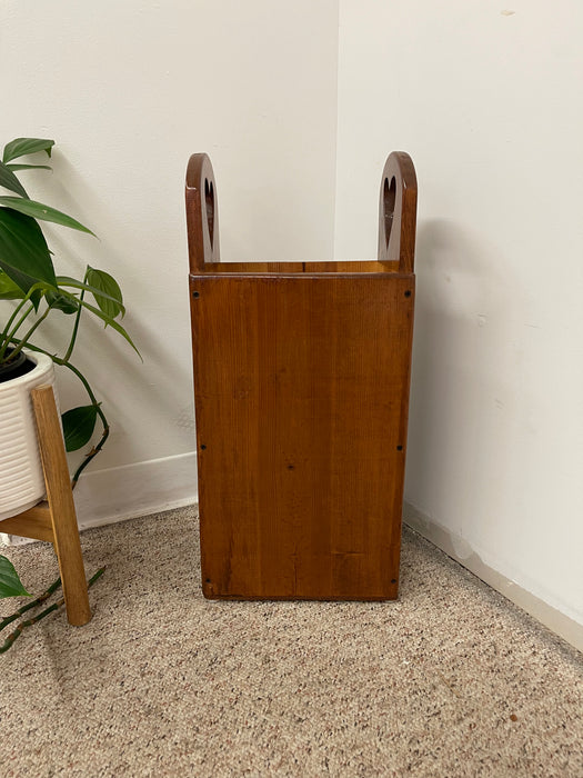 Vintage Handcrafted Wooden Umbrella Stand with Heart Cutout Handles