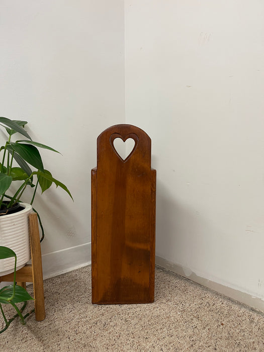 Vintage Handcrafted Wooden Umbrella Stand with Heart Cutout Handles