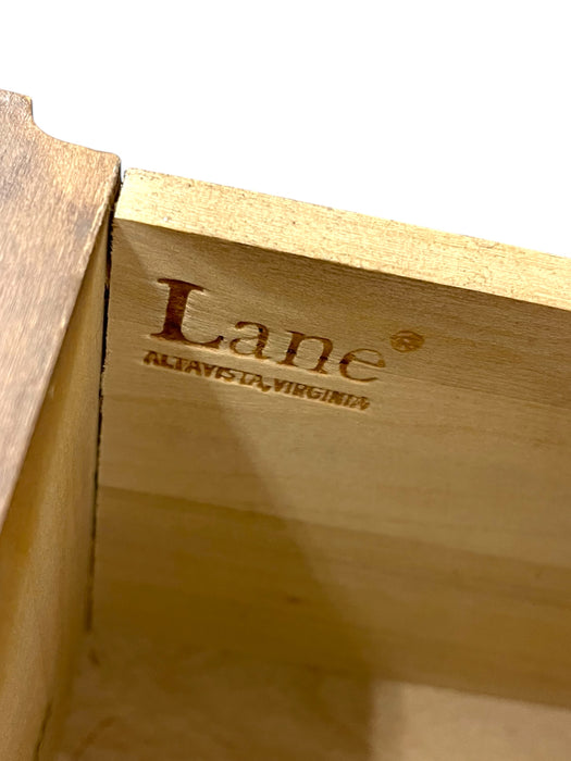 Lane Mid-Century Modern End Table with Basketweave Drawer Front