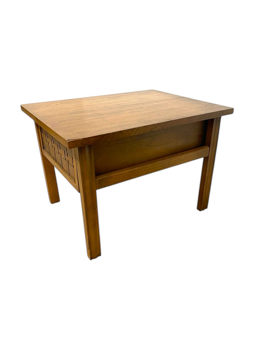 Lane Mid-Century Modern End Table with Basketweave Drawer Front