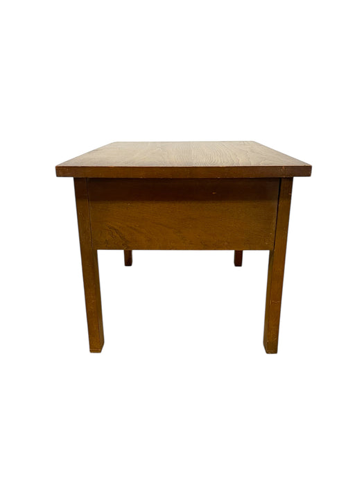 Lane Mid-Century Modern End Table with Basketweave Drawer Front