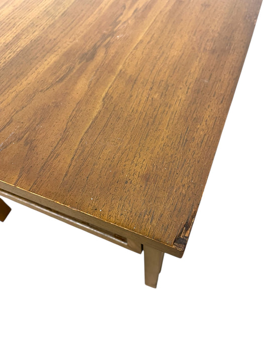 Lane Mid-Century Modern End Table with Basketweave Drawer Front