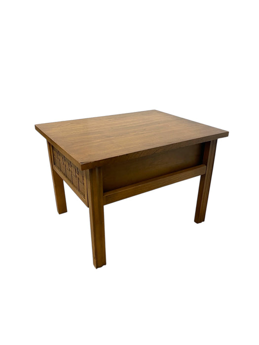 Lane Mid-Century Modern End Table with Basketweave Drawer Front
