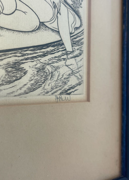 Framed Antique Wood Engraving by John Buckland Wright for Rubaiyat of Omar Khayyam