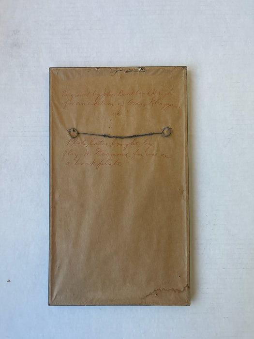 Framed Antique Wood Engraving by John Buckland Wright for Rubaiyat of Omar Khayyam