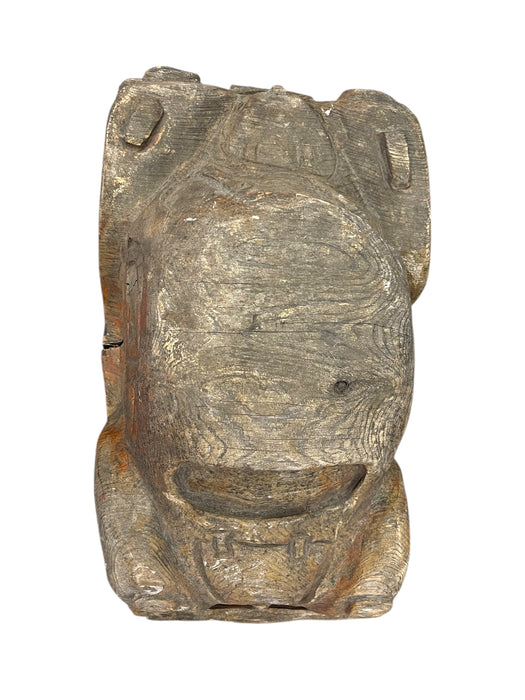 Vintage Hand Carved Wooden Car sculpture in the Style of a Volkswagen Beetle