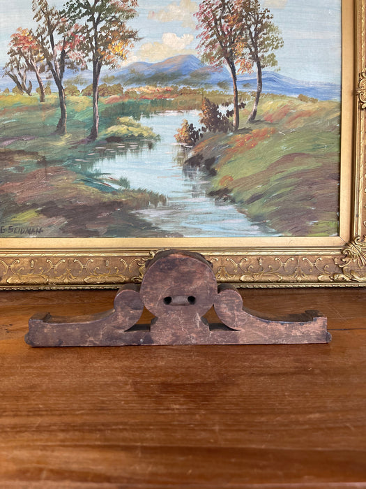Antique Hand-Carved Wooden Architectural Fragment with Lion Head Motif