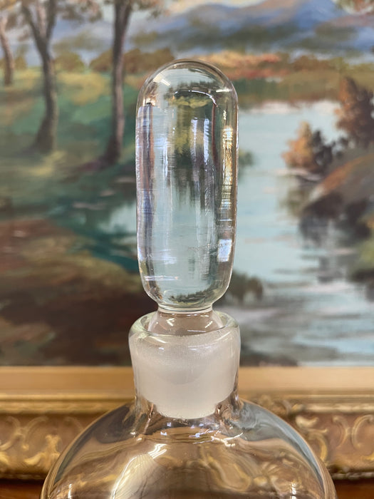 Vintage Clear Glass Apothecary Bottle with Ground Stopper