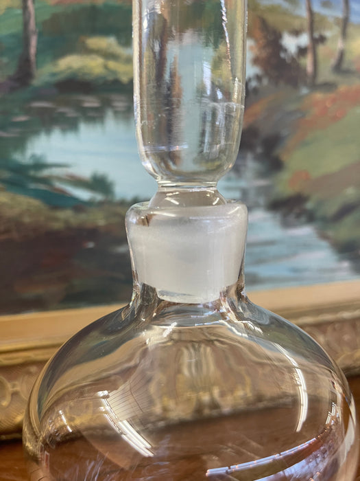 Vintage Clear Glass Apothecary Bottle with Ground Stopper