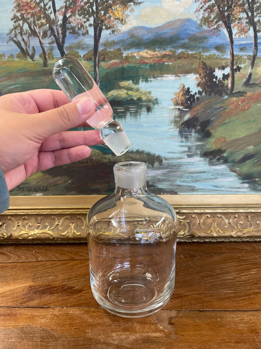 Vintage Clear Glass Apothecary Bottle with Ground Stopper