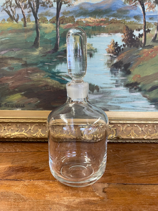 Vintage Clear Glass Apothecary Bottle with Ground Stopper