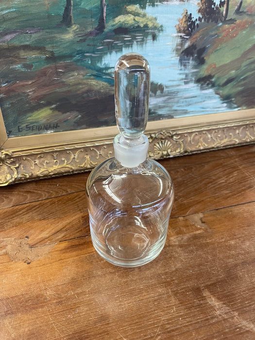 Vintage Clear Glass Apothecary Bottle with Ground Stopper