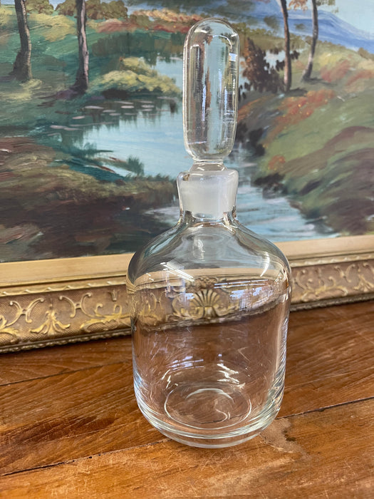 Vintage Clear Glass Apothecary Bottle with Ground Stopper