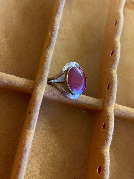Vintage Ring with Oval Red Cabochon Stone