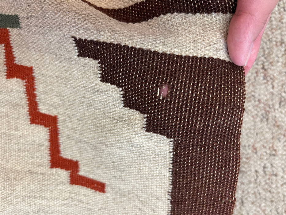 Vintage Handwoven Possibly Wool Southwestern Runner Rug or Table Runner with Geometric Pattern and Fringe