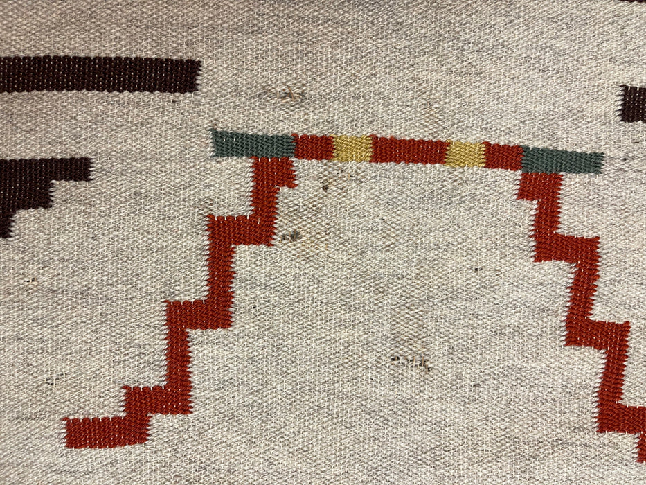 Vintage Handwoven Possibly Wool Southwestern Runner Rug or Table Runner with Geometric Pattern and Fringe