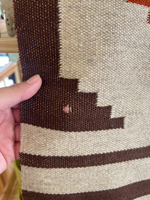 Vintage Handwoven Possibly Wool Southwestern Runner Rug or Table Runner with Geometric Pattern and Fringe