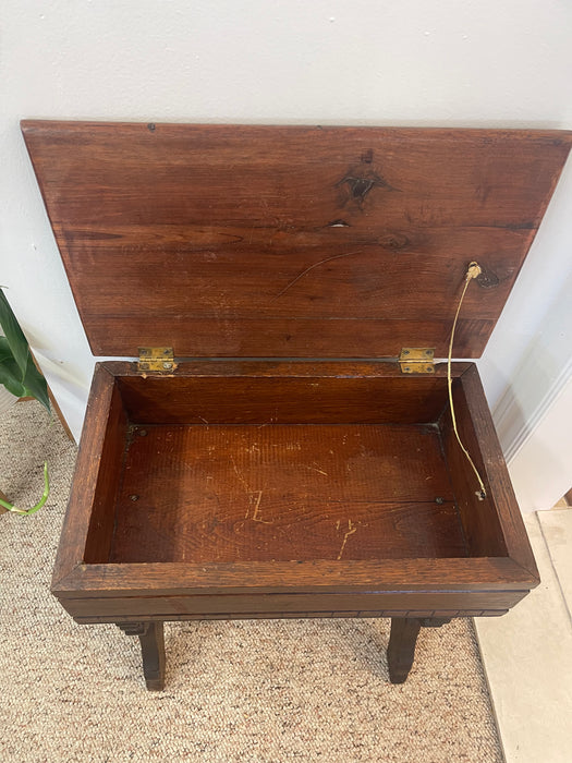Likely Antique Eastlake Style Decorative Wooden Bench with Hidden Storage Compartment and Ornate Base