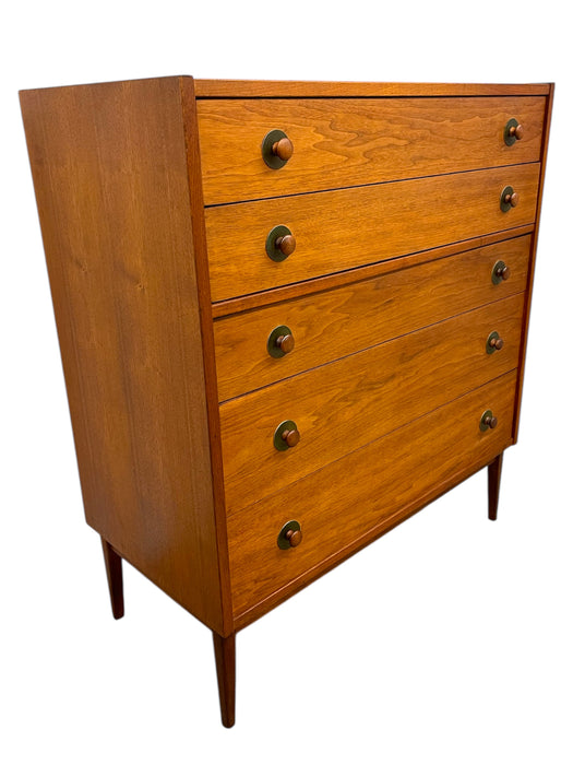 Vintage Mid Century Modern 5 Drawer Dresser Attributed to John Van Koert for Drexel
