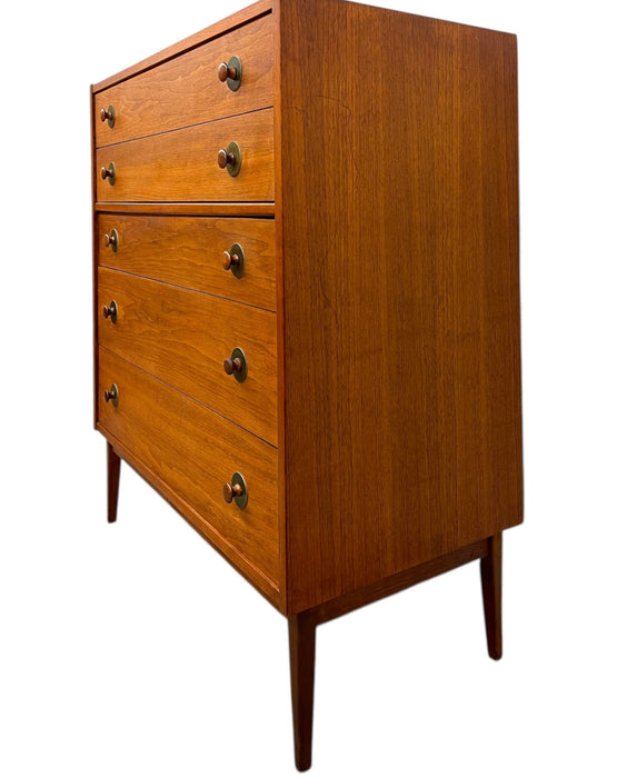 Vintage Mid Century Modern 5 Drawer Dresser Attributed to John Van Koert for Drexel