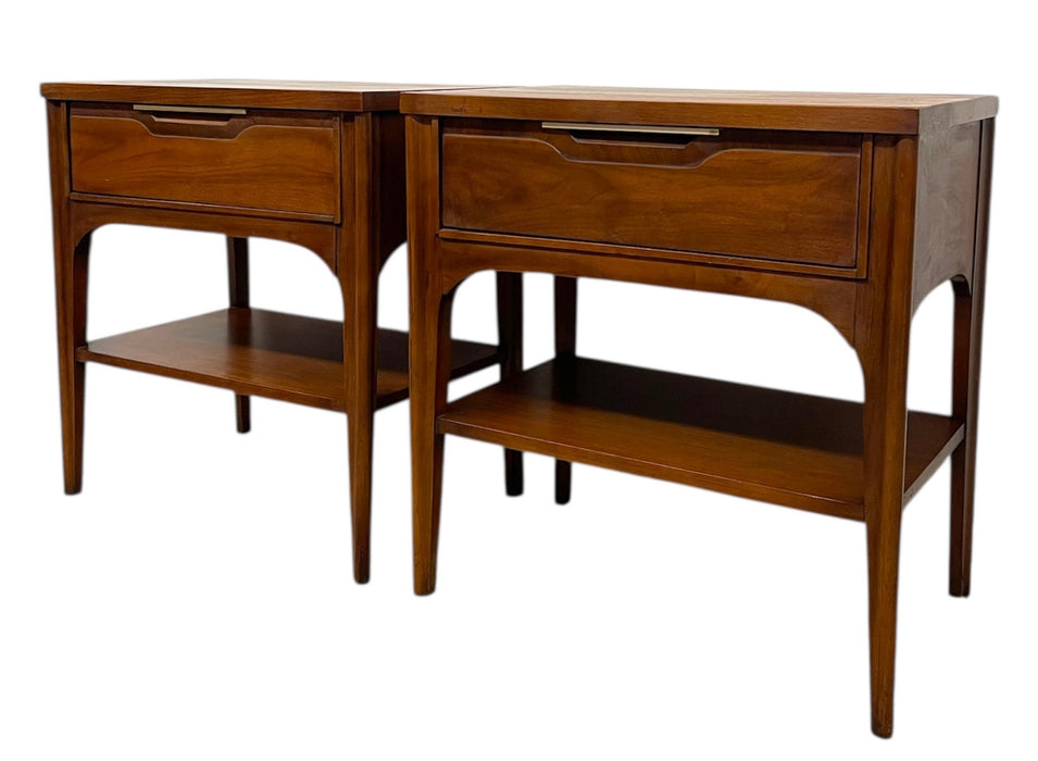 Pair of Mid-Century Modern Kent Coffey Impact Collection End Tables with Drawer and Shelf