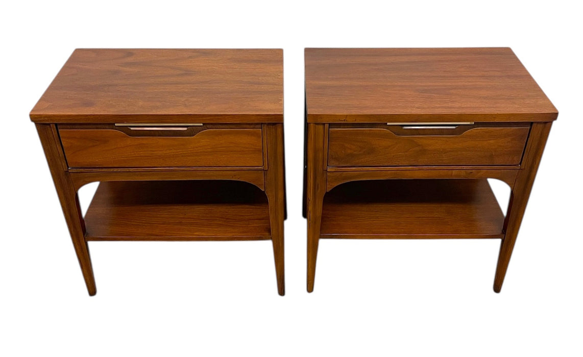 Mid-Century Modern Kent Coffey Impact & Tableau Collection Bedroom Set with End Tables, Lowboy & Tallboy Dressers