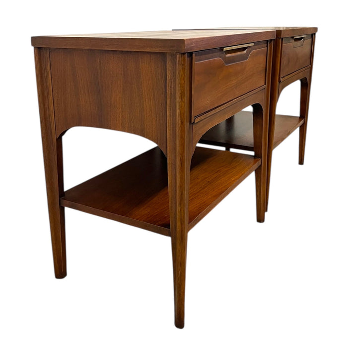 Pair of Mid-Century Modern Kent Coffey Impact Collection End Tables with Drawer and Shelf