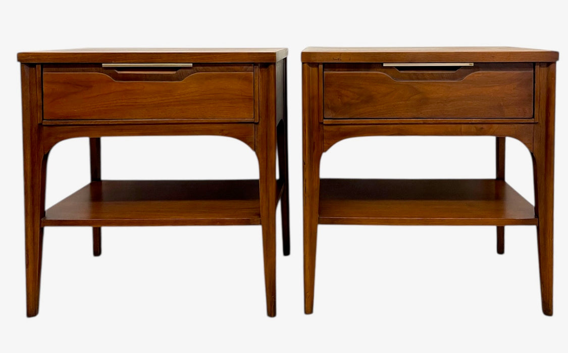 Pair of Mid-Century Modern Kent Coffey Impact Collection End Tables with Drawer and Shelf