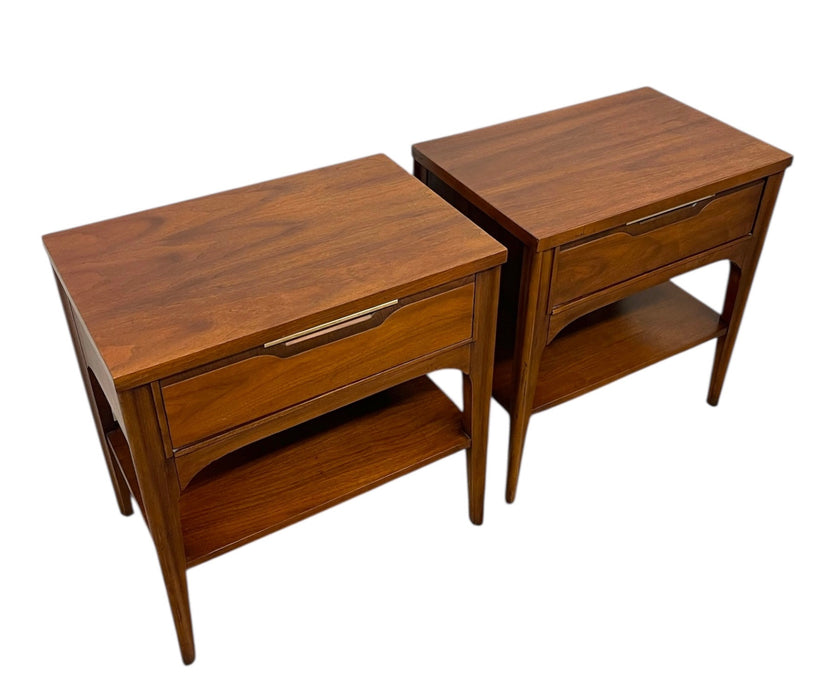 Pair of Mid-Century Modern Kent Coffey Impact Collection End Tables with Drawer and Shelf