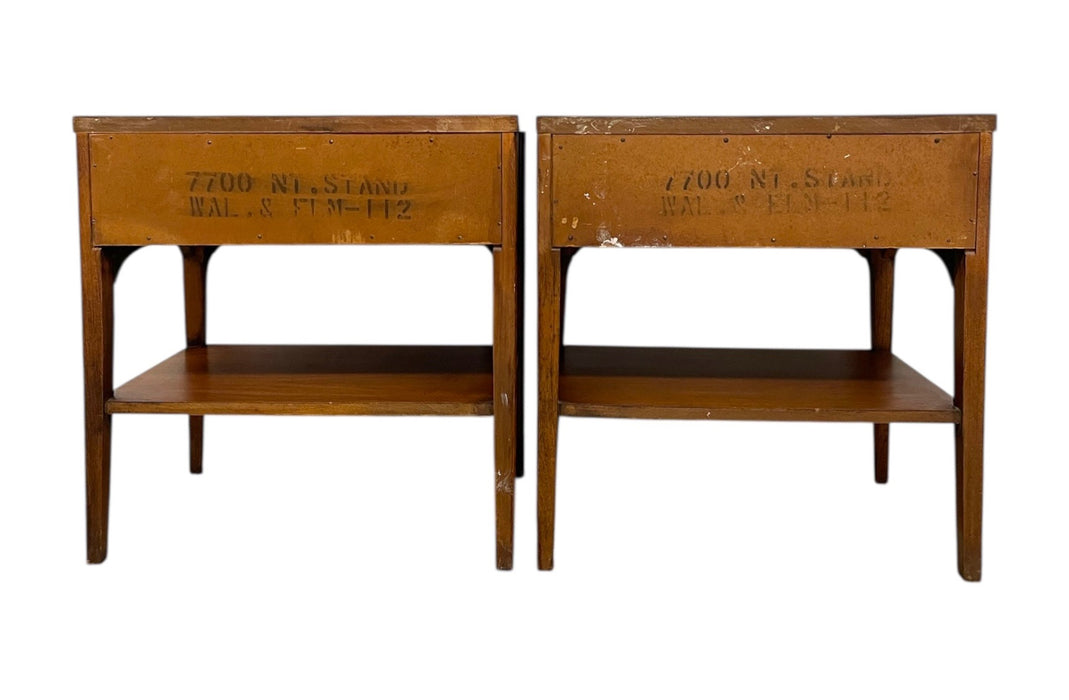 Pair of Mid-Century Modern Kent Coffey Impact Collection End Tables with Drawer and Shelf