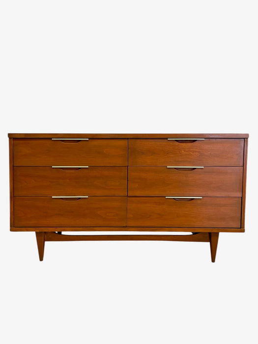 Mid-Century Modern Kent Coffey Impact & Tableau Collection Bedroom Set with End Tables, Lowboy & Tallboy Dressers