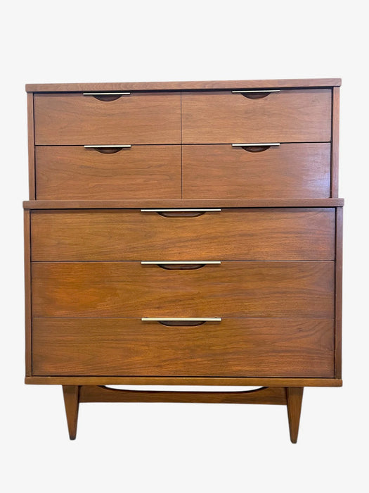 Mid-Century Modern Kent Coffey Impact & Tableau Collection Bedroom Set with End Tables, Lowboy & Tallboy Dressers