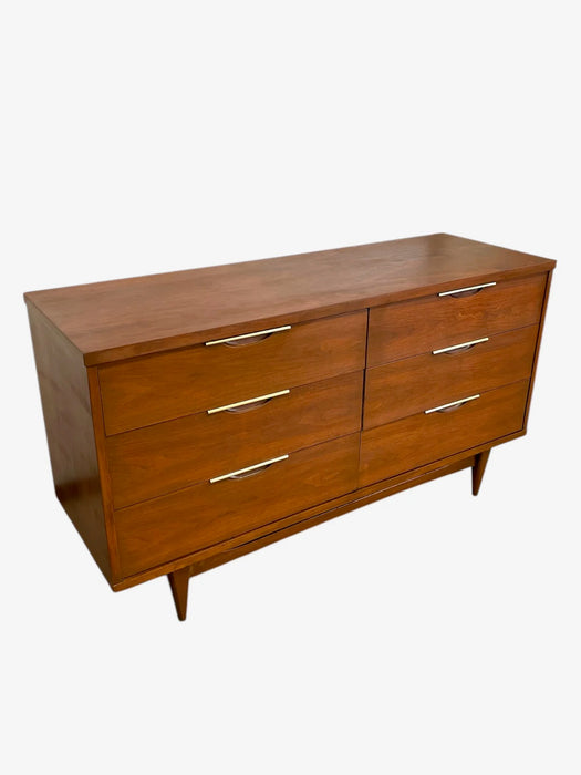 Mid-Century Modern Kent Coffey Impact & Tableau Collection Bedroom Set with End Tables, Lowboy & Tallboy Dressers