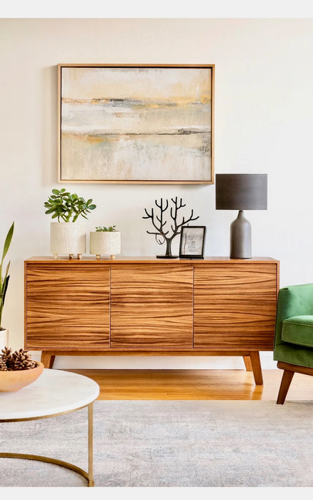 Mid Century Modern Style Credenza 3 Door TV Cabinet