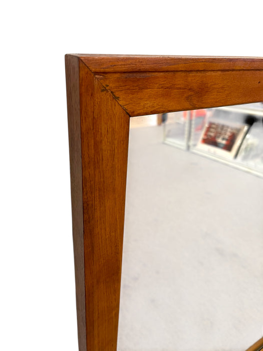 Mid-Century Modern Rectangular Wall Mirror with Wood Frame