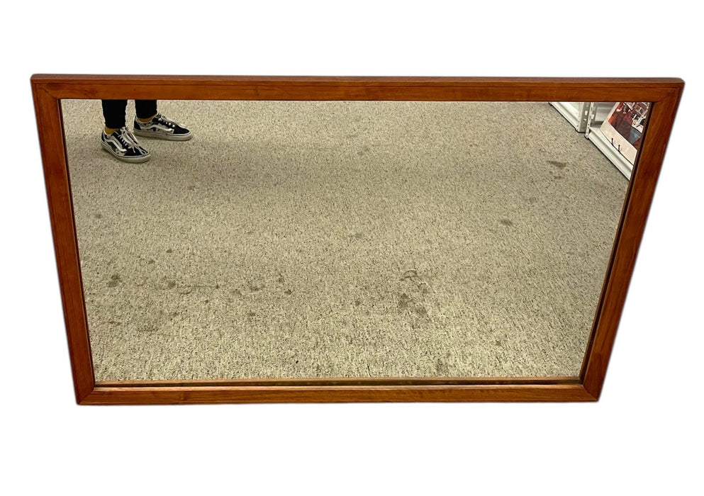Mid-Century Modern Rectangular Wall Mirror with Wood Frame