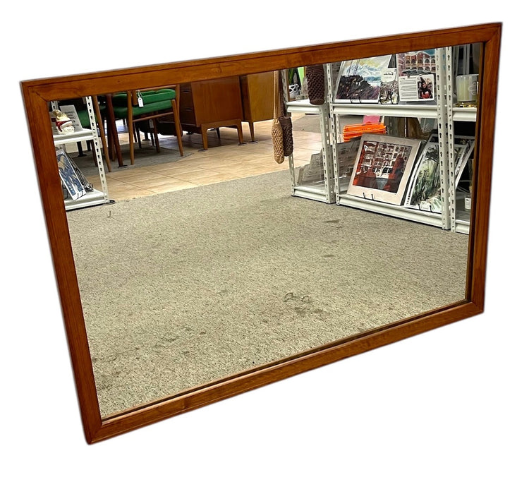 Mid-Century Modern Rectangular Wall Mirror with Wood Frame