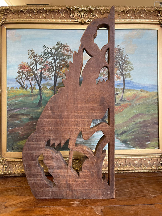 Vintage Hand-Carved Wooden Architectural Panel Featuring Bird Motif